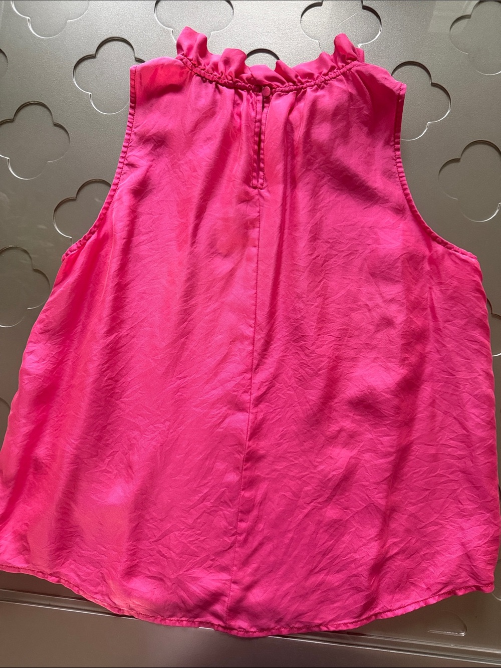 J. CREW 100% Silk Ruffle Mock Neck Sleeveless Blouse Top Pink Size Medium - Picture 11 of 11